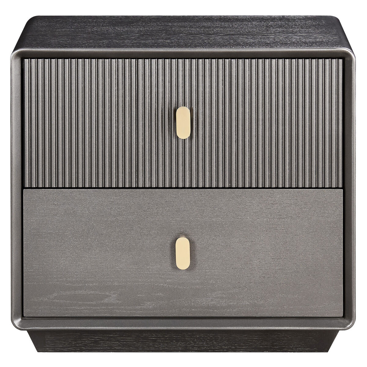 Femelle Brown Grey Wood Veneer 2 Drawer Bedside Cabinet