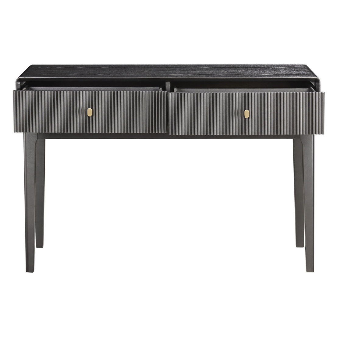 Femelle Brown Grey Wood Veneer 2 Drawer Console Dressing Table