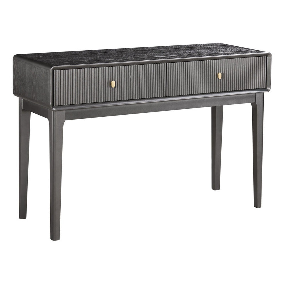 Femelle Brown Grey Wood Veneer 2 Drawer Console Dressing Table
