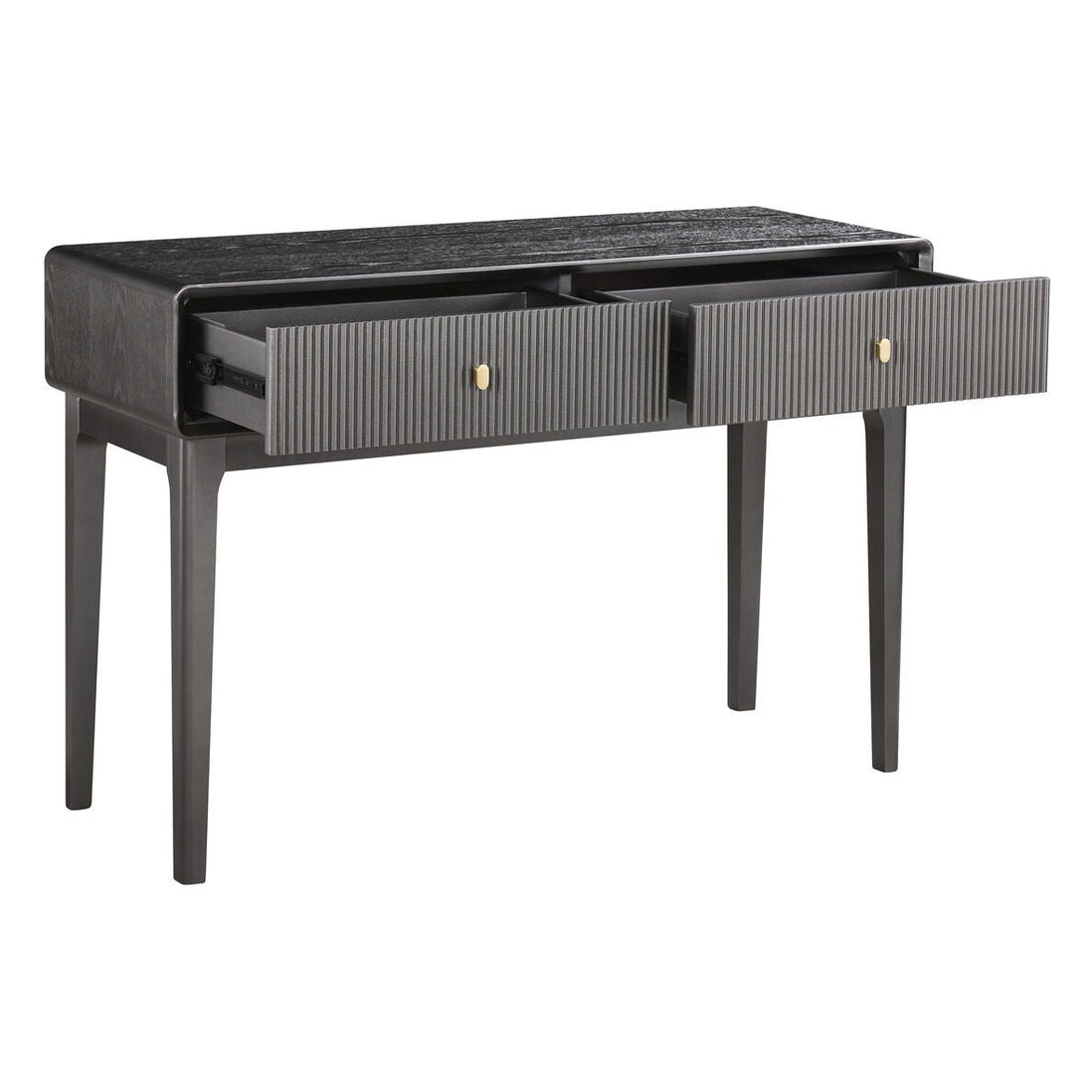 Femelle Brown Grey Wood Veneer 2 Drawer Console Dressing Table