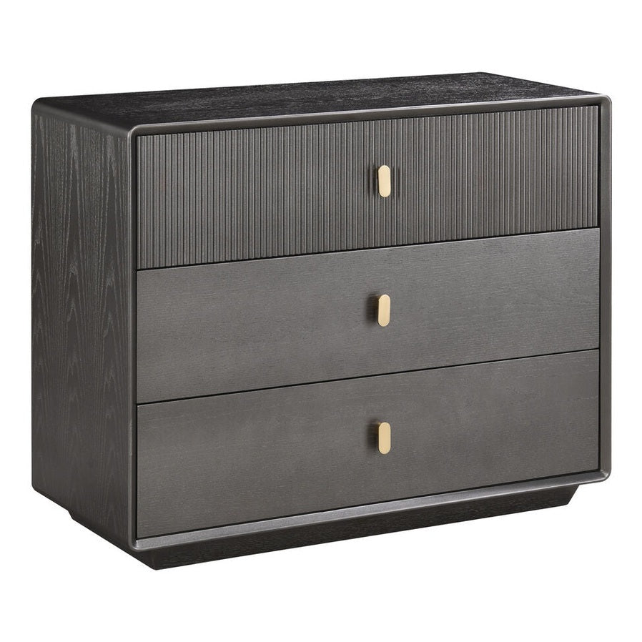 Femelle Brown Grey Wood Veneer 3 Drawer Chest
