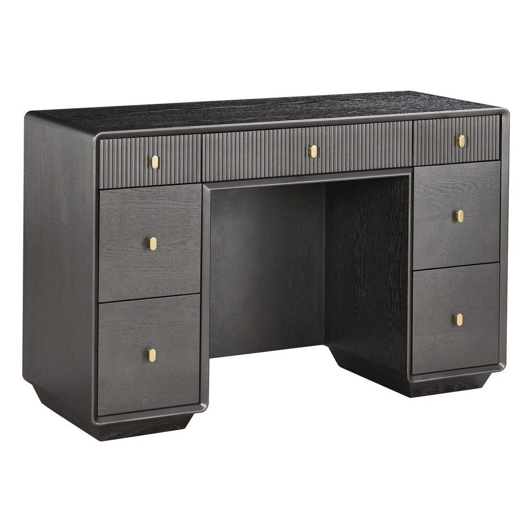 Femelle Brown Grey Wood Veneer 7 Drawer Dressing Table
