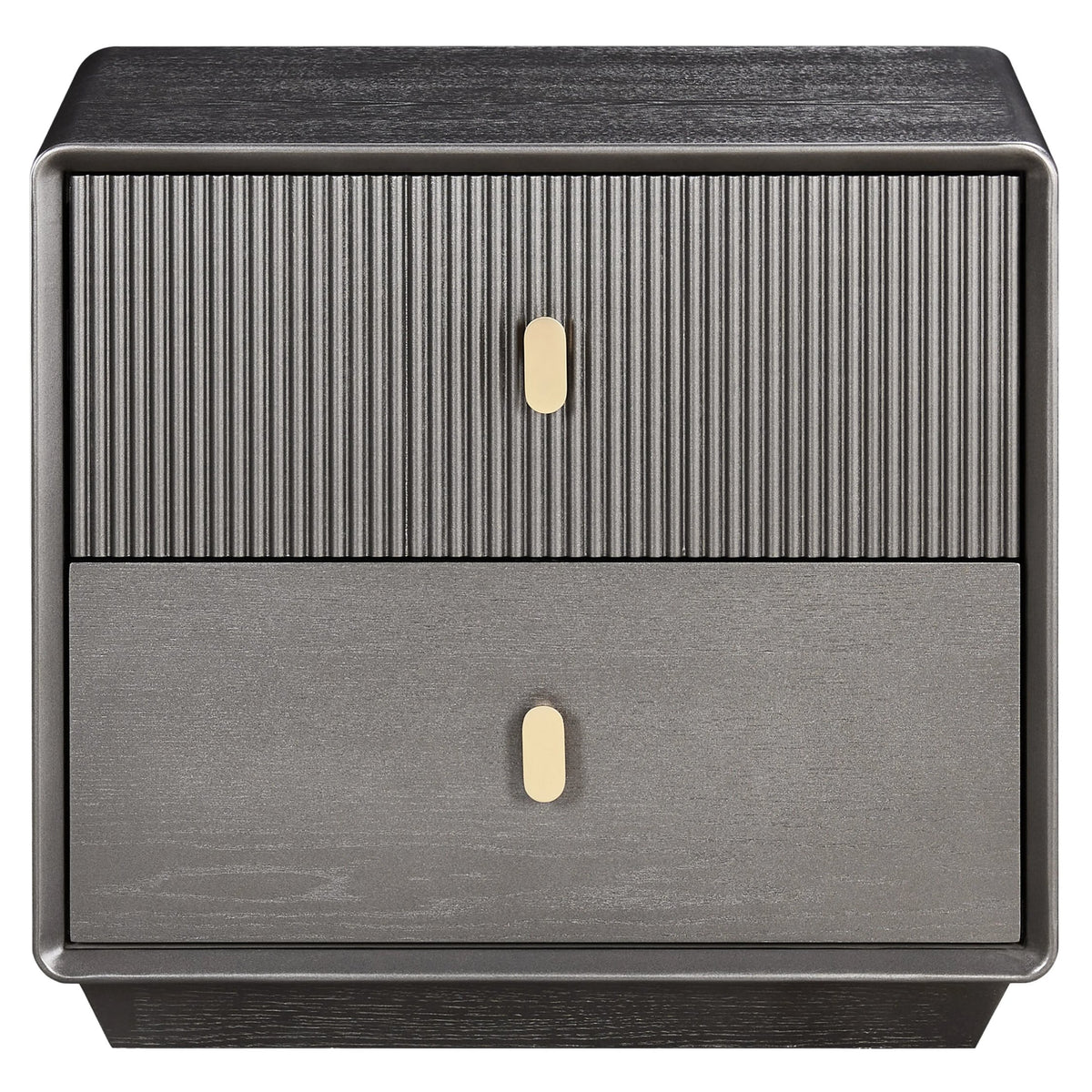 Femelle Brown Grey Wood Veneer 2 Drawer Bedside Cabinet