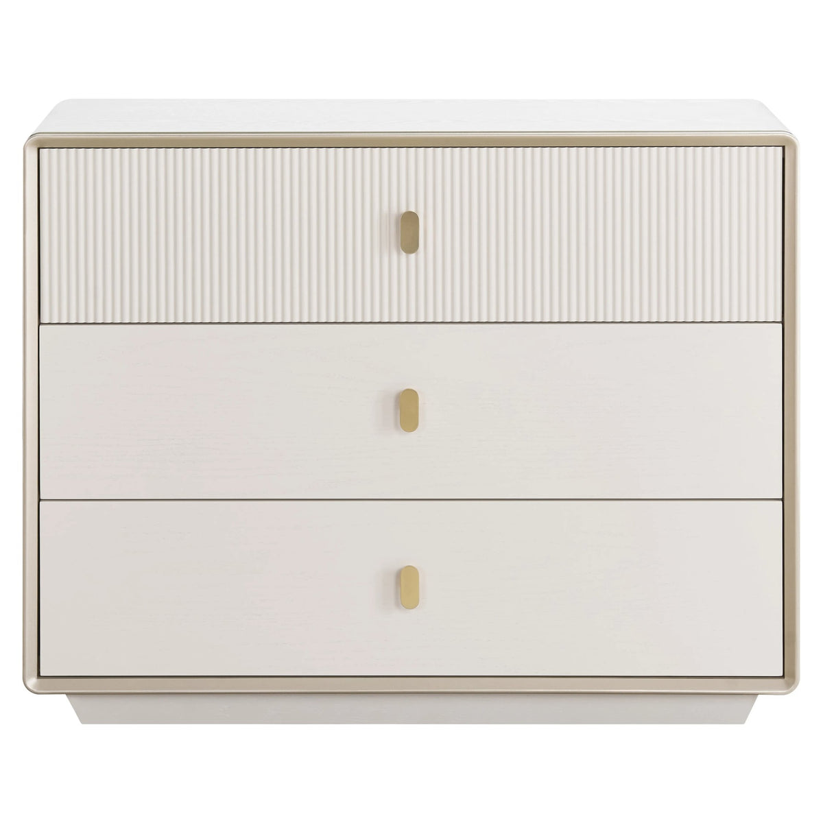 Femelle Ivory 3 Drawer Chest with Champagne Trim