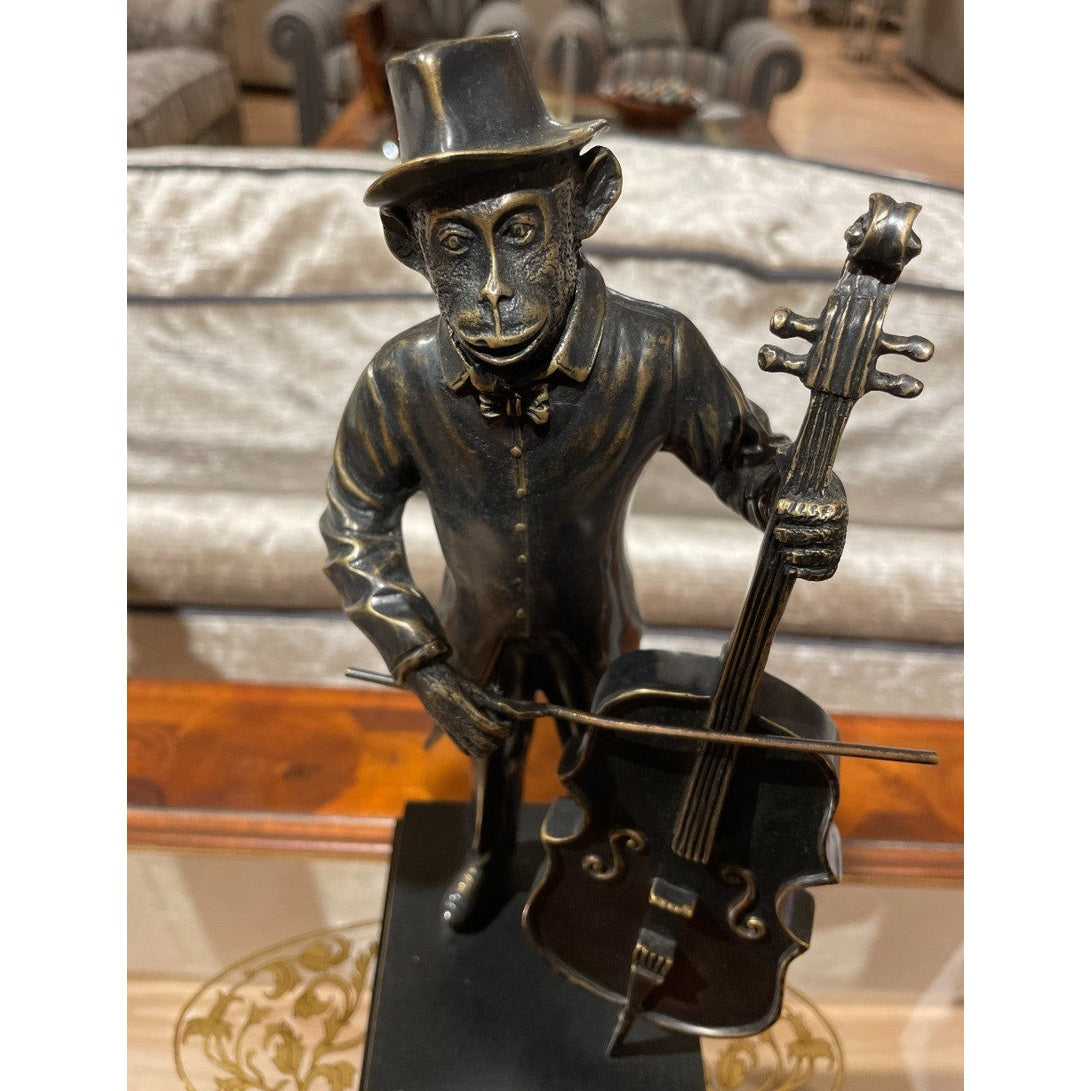 Jonathan Charles Monkey Orchestra Trio Figurine Set in Antique Dark Bronze