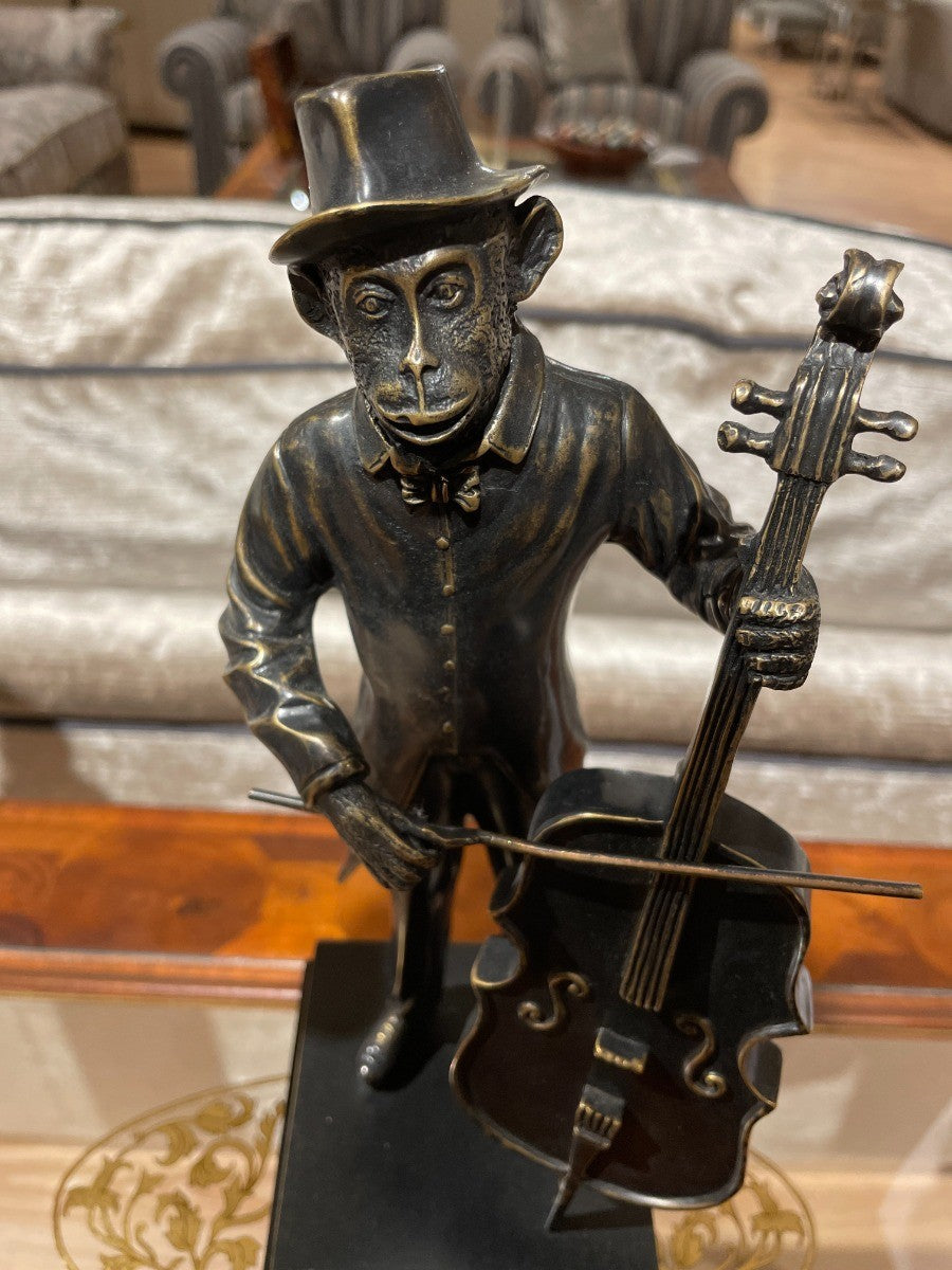 Jonathan Charles Monkey Orchestra Trio Figurine Set in Antique Dark Bronze
