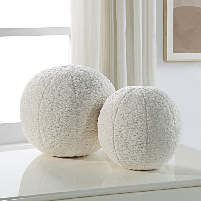 Uttermost Capra Ball Sheepskin Pillows, Set of 2