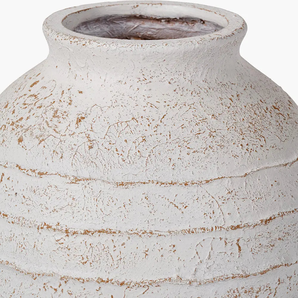White Wash Fibrestone Decorative Ribbed Vase Large Pacific Lifestyle