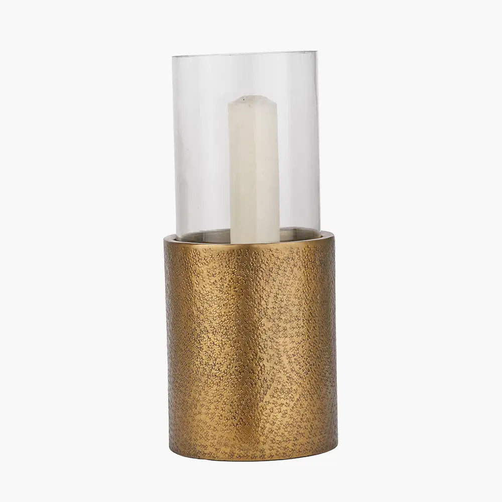 Antique Brass Finish Metal and Clear Glass Hurricane - Pacific Lifestyle  Nicholas John Interiors