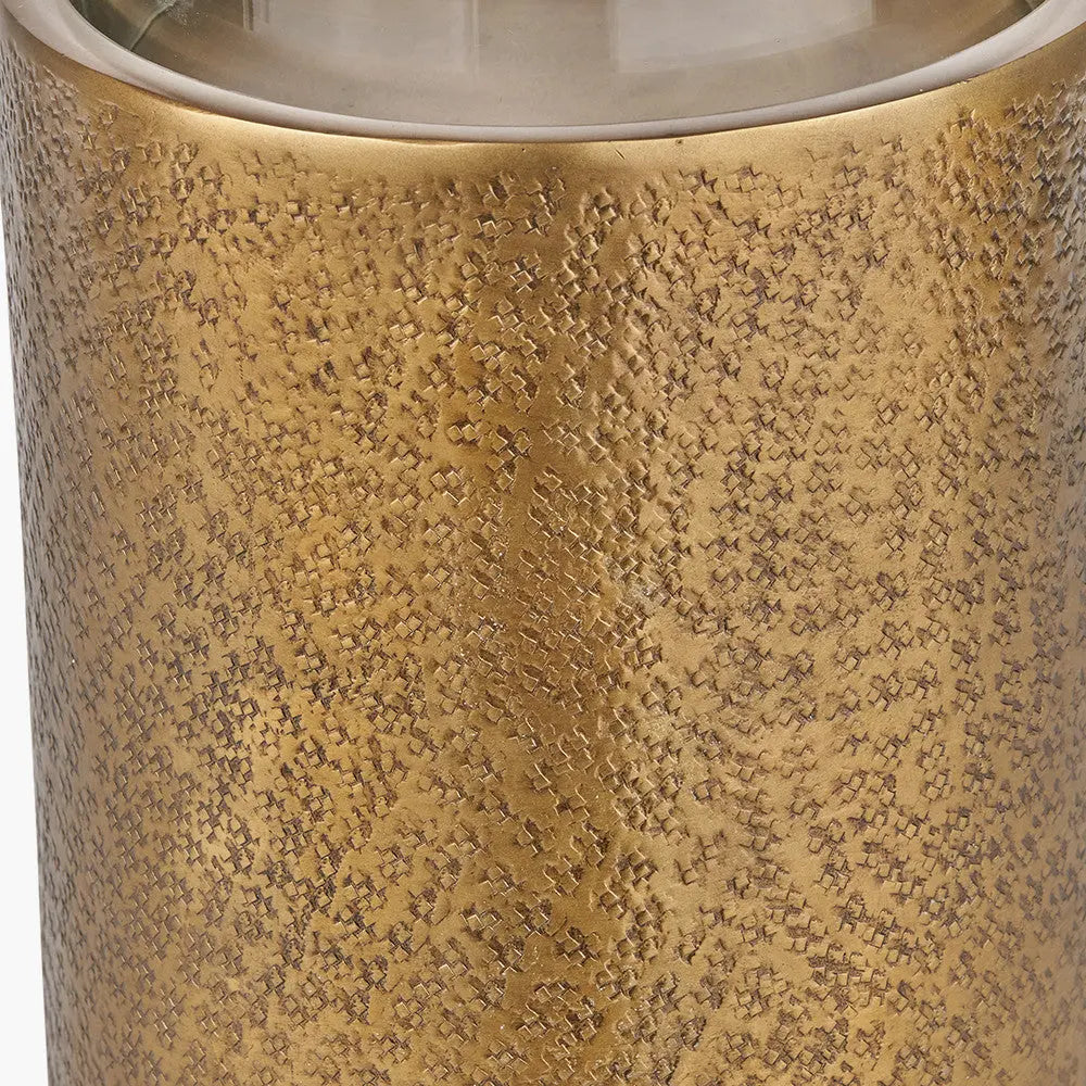 Antique Brass Finish Metal and Clear Glass Hurricane - Pacific Lifestyle  Nicholas John Interiors