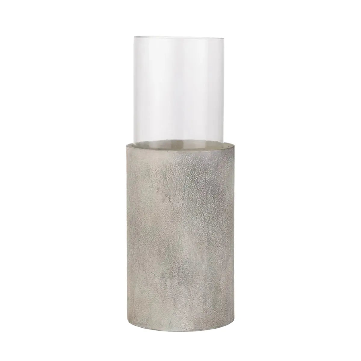 Stone Grey Metal and Clear Glass Hurricane Large - Pacific Lifestyle  Nicholas John Interiors
