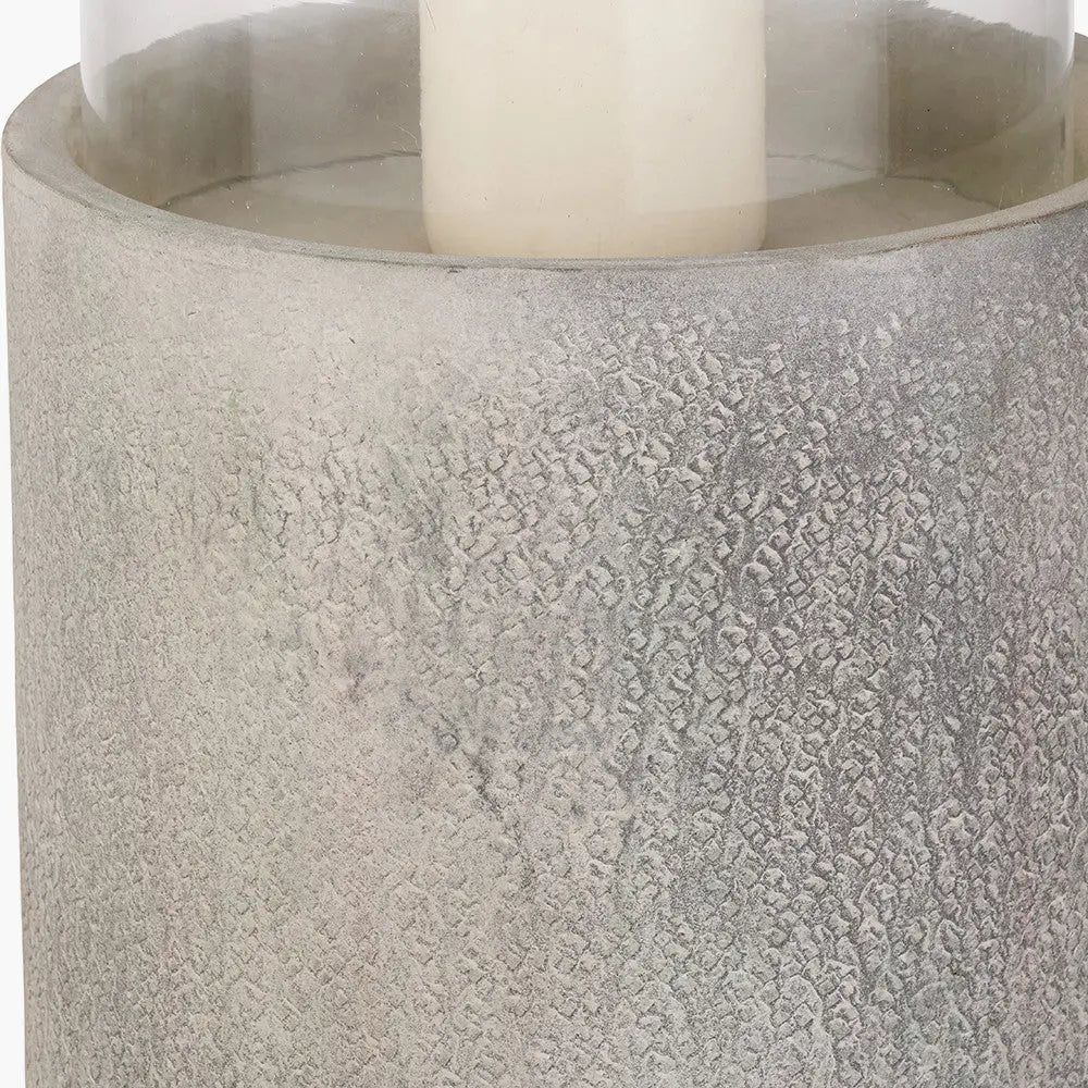 Stone Grey Metal and Clear Glass Hurricane Large - Pacific Lifestyle  Nicholas John Interiors