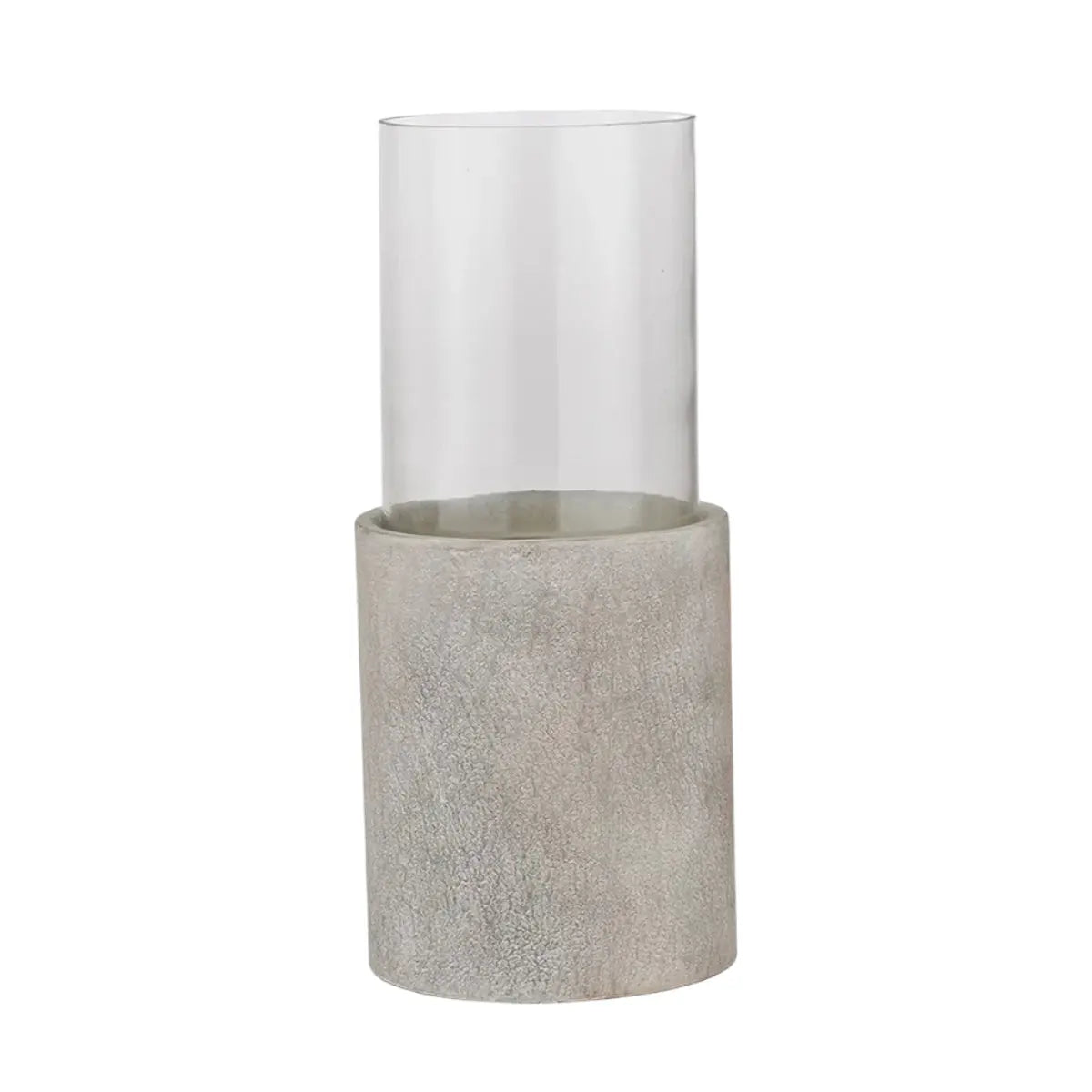 Stone Grey Metal and Clear Glass Hurricane - Pacific Lifestyle  Nicholas John Interiors