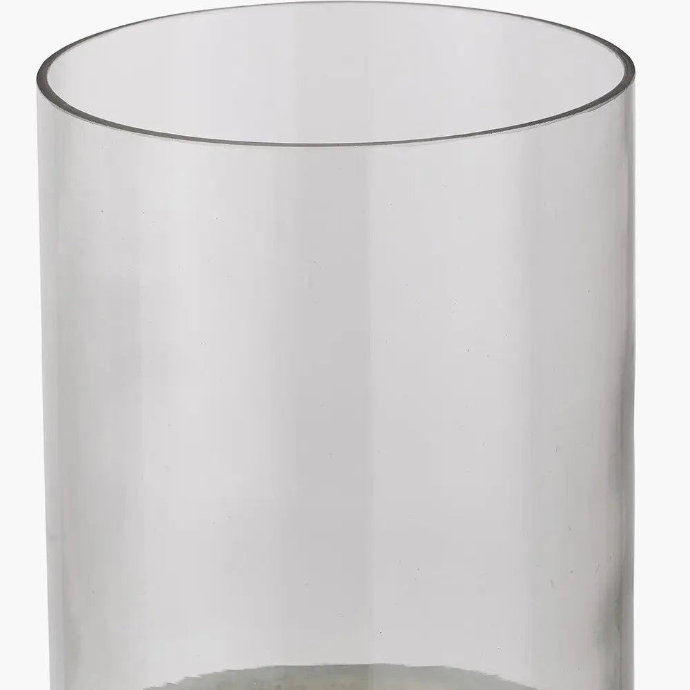 Stone Grey Metal and Clear Glass Hurricane - Pacific Lifestyle  Nicholas John Interiors