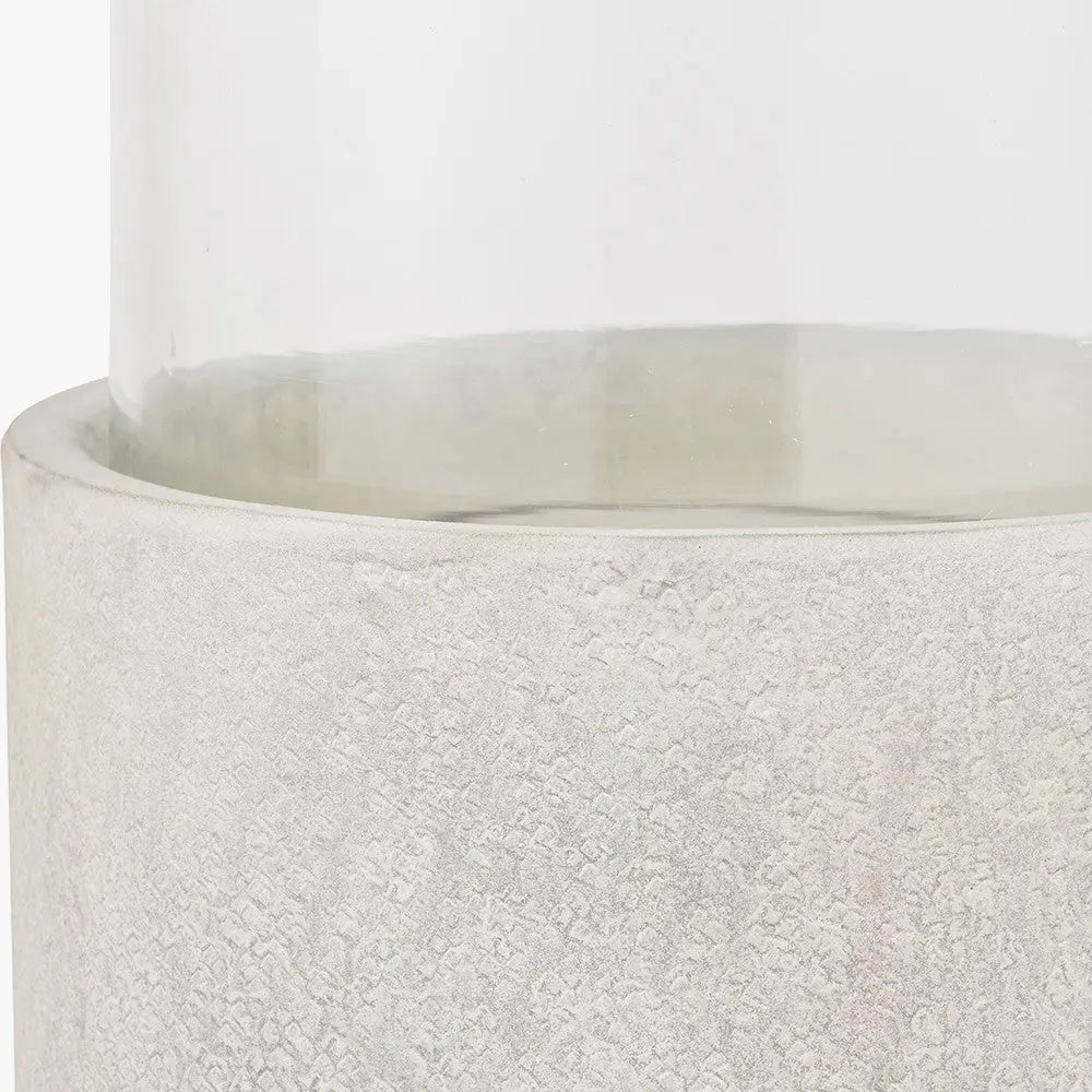 Stone Grey Metal and Clear Glass Hurricane - Pacific Lifestyle  Nicholas John Interiors