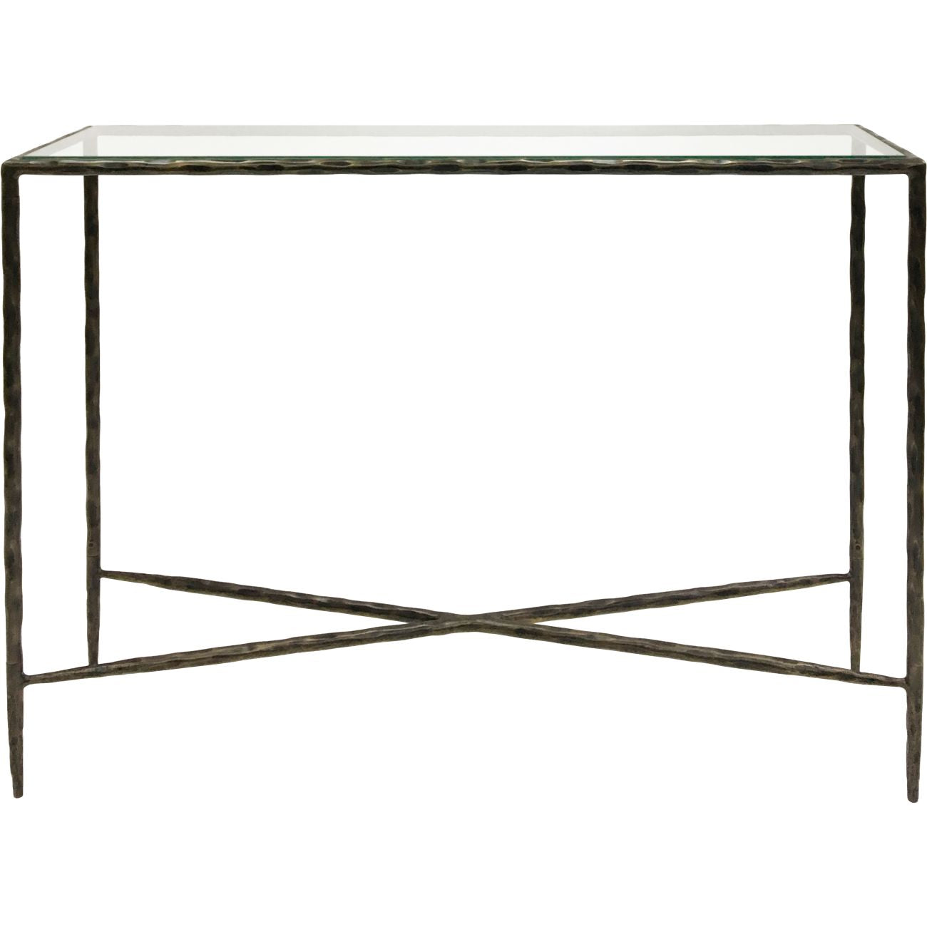 Patterton Hand Forged Console Table Dark Bronze with Glass Top - Small