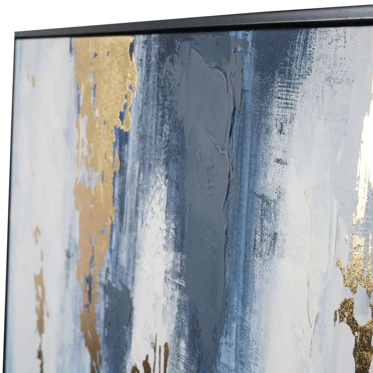 Blue Distressed Foiled Framed Canvas 140x100cm  Nicholas John Interiors