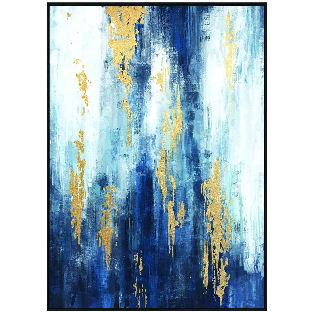 Blue Distressed Foiled Framed Canvas 140x100cm  Nicholas John Interiors