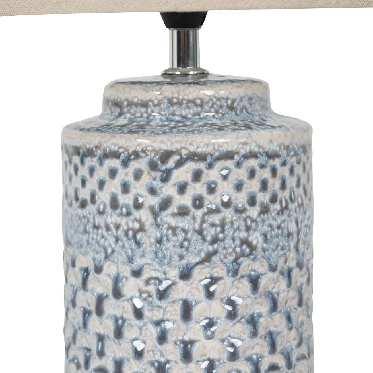 Sky Glaze Table Lamp 40cm with Cream Drum Shade  Nicholas John Interiors