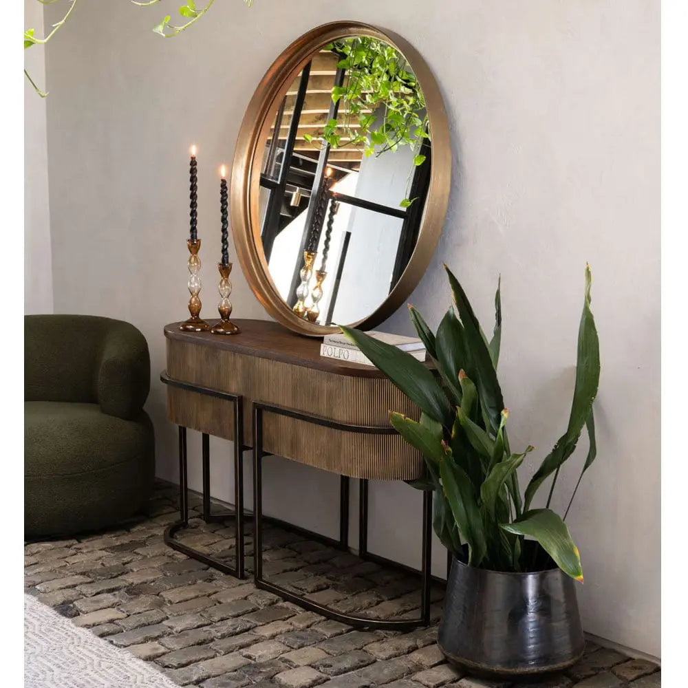 Hunter Corrugated Antique Gold Console Table