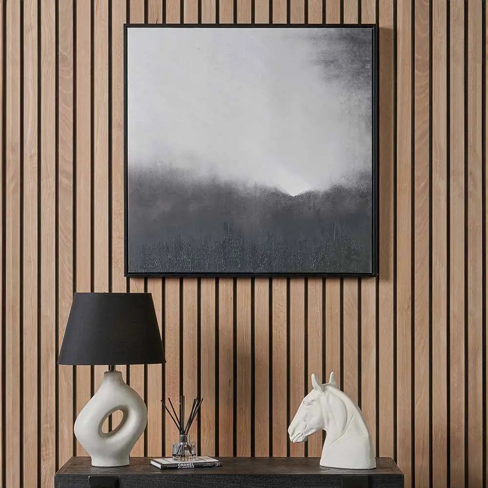 Monochrome Abstract Square Canvas with Black Frame  Nicholas John Interiors