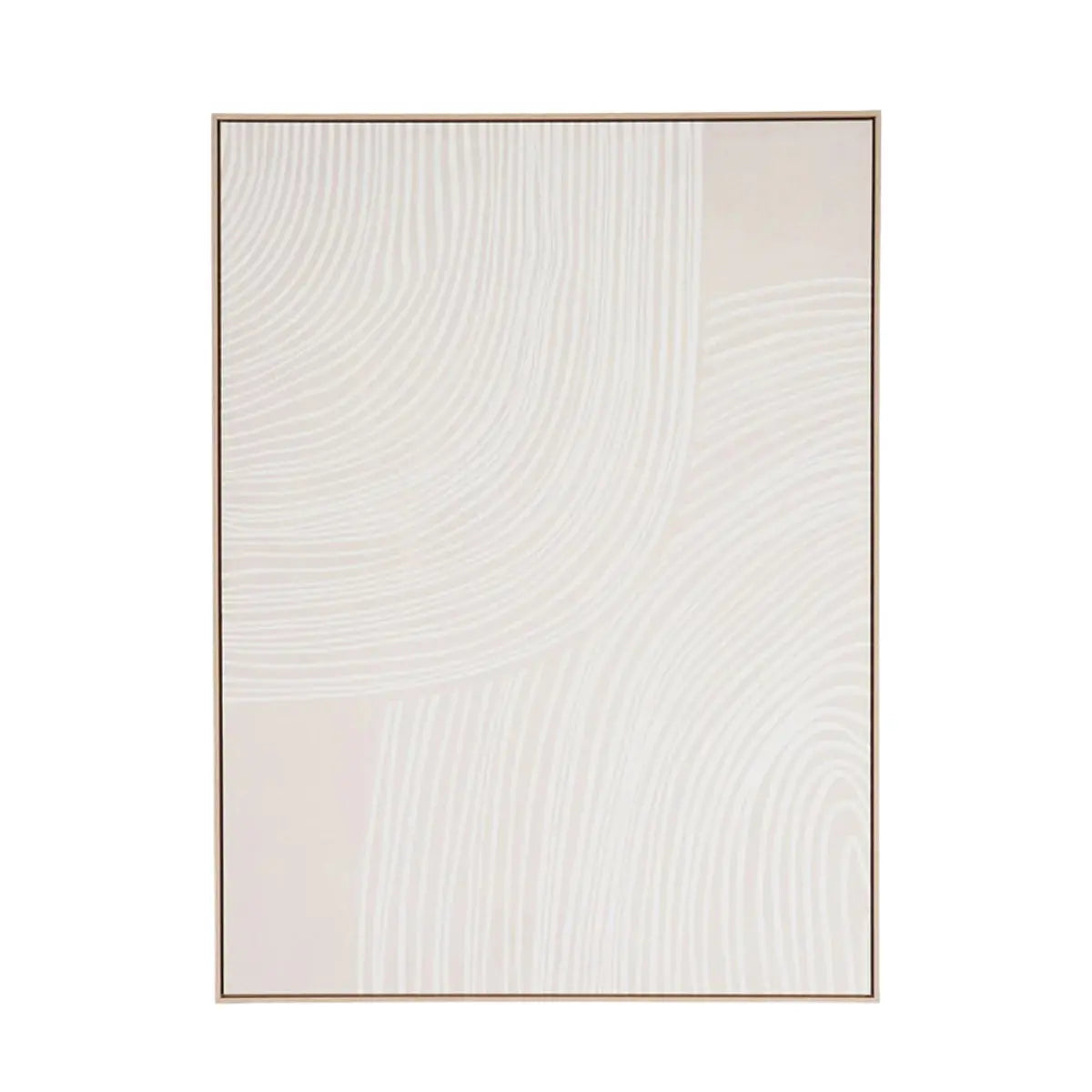 Natural and White Abstract Canvas with Natural Frame  Nicholas John Interiors