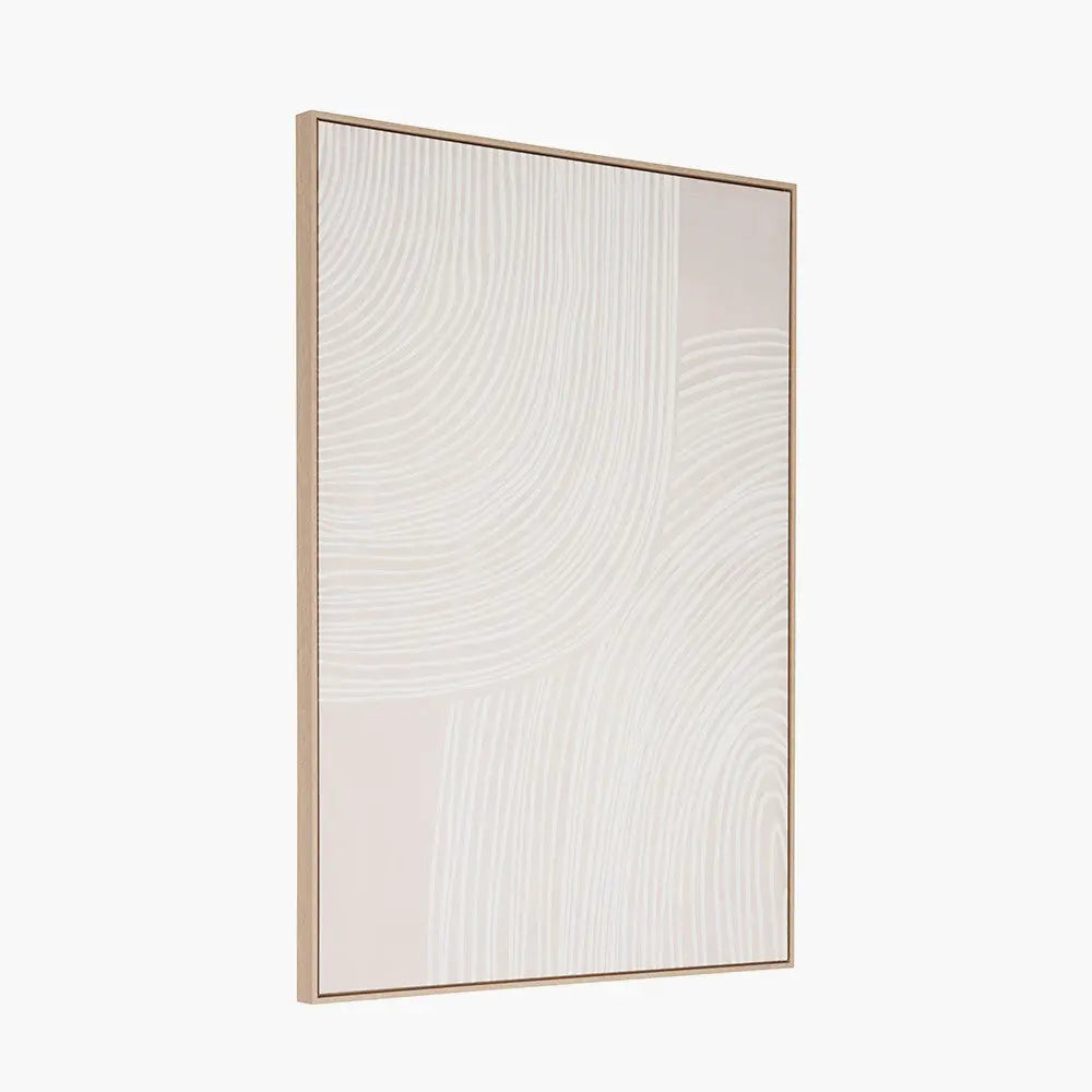 Natural and White Abstract Canvas with Natural Frame  Nicholas John Interiors