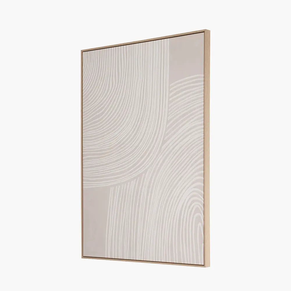 Natural and White Abstract Canvas with Natural Frame  Nicholas John Interiors