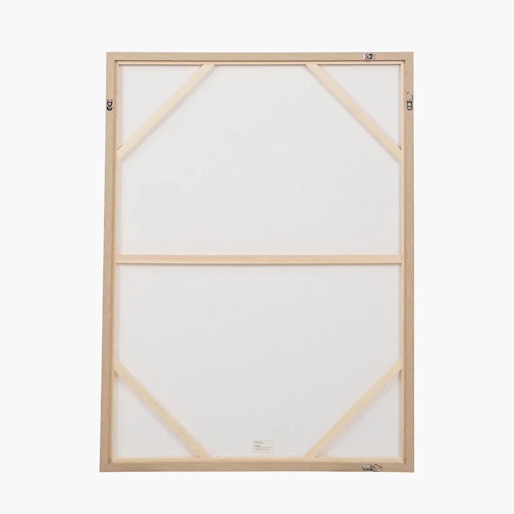 Natural and White Abstract Canvas with Natural Frame  Nicholas John Interiors
