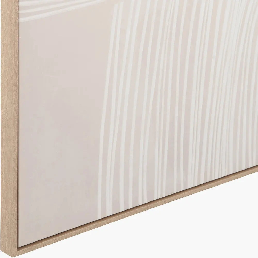 Natural and White Abstract Canvas with Natural Frame  Nicholas John Interiors