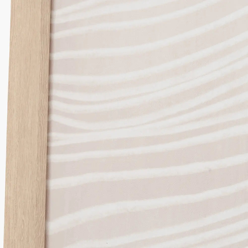 Natural and White Abstract Canvas with Natural Frame  Nicholas John Interiors