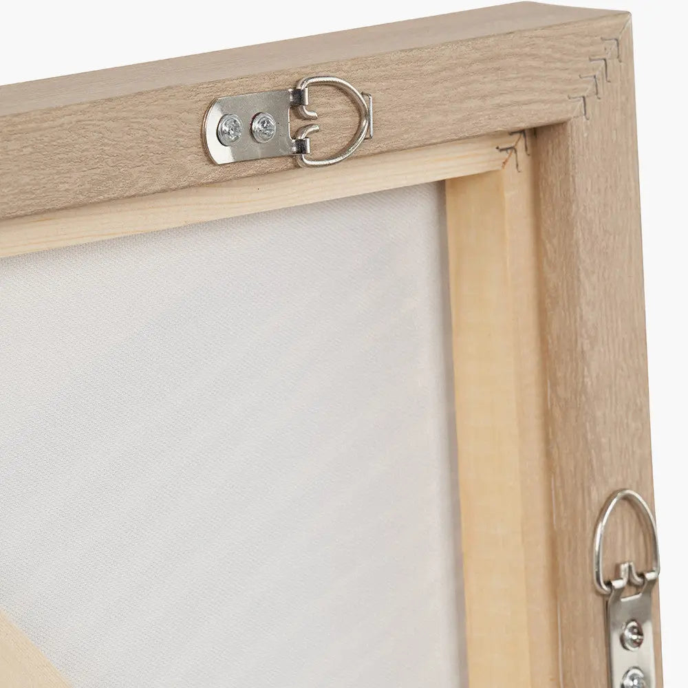Natural and White Abstract Canvas with Natural Frame  Nicholas John Interiors