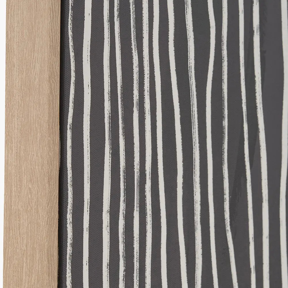 Black and Cream Abstract Canvas with Natural Frame  Nicholas John Interiors
