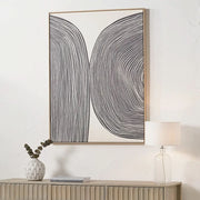 Black and Cream Abstract Canvas with Natural Frame  Nicholas John Interiors