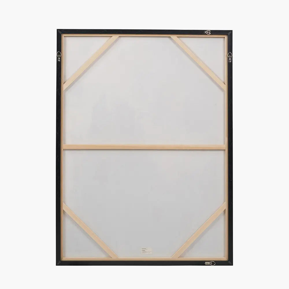 Gold and Blue Tone Abstract Canvas with Black Frame  Nicholas John Interiors