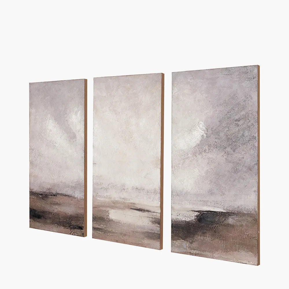 S/3 Grey and Neutrals Abstract Landscape Canvases  Nicholas John Interiors
