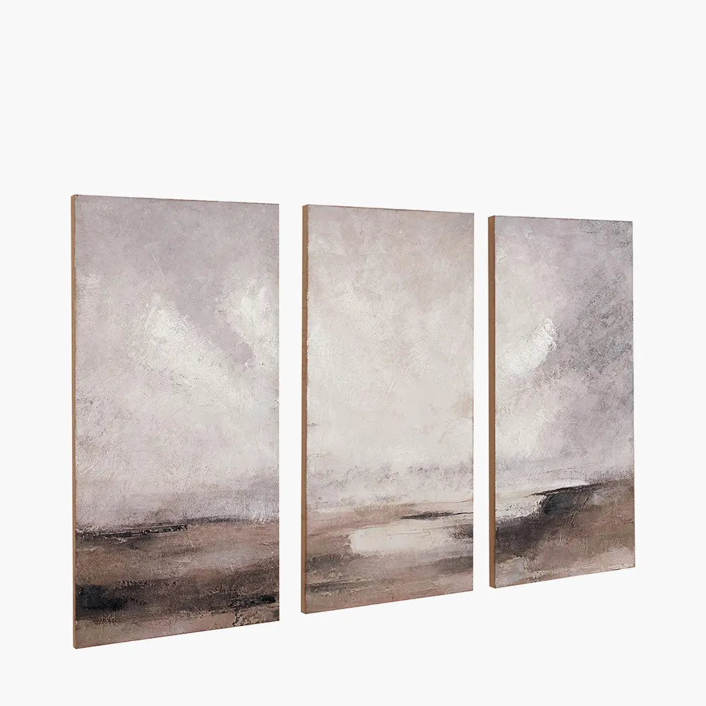 S/3 Grey and Neutrals Abstract Landscape Canvases  Nicholas John Interiors