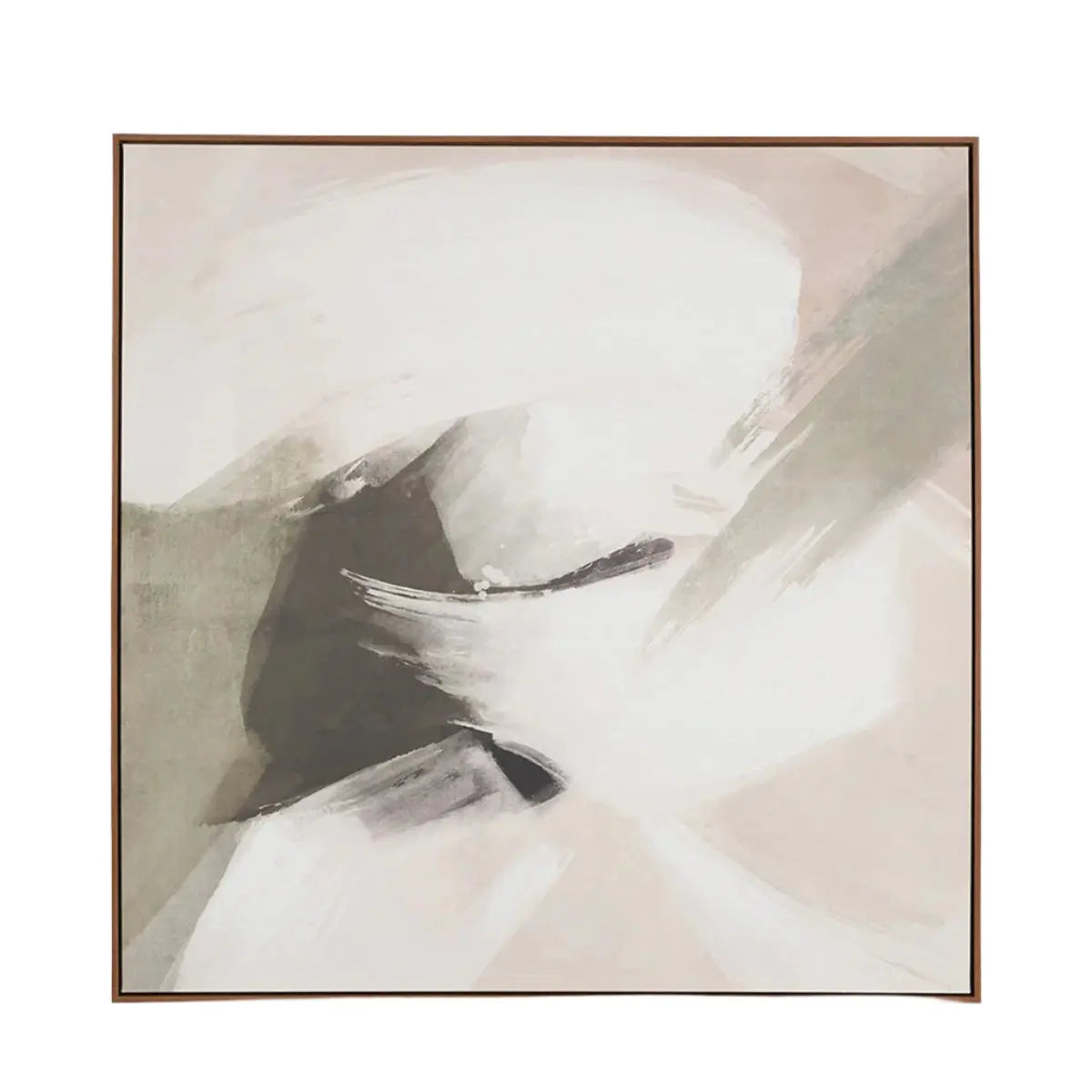 Monochrome Abstract Square Canvas with Oak Effect Frame  Nicholas John Interiors