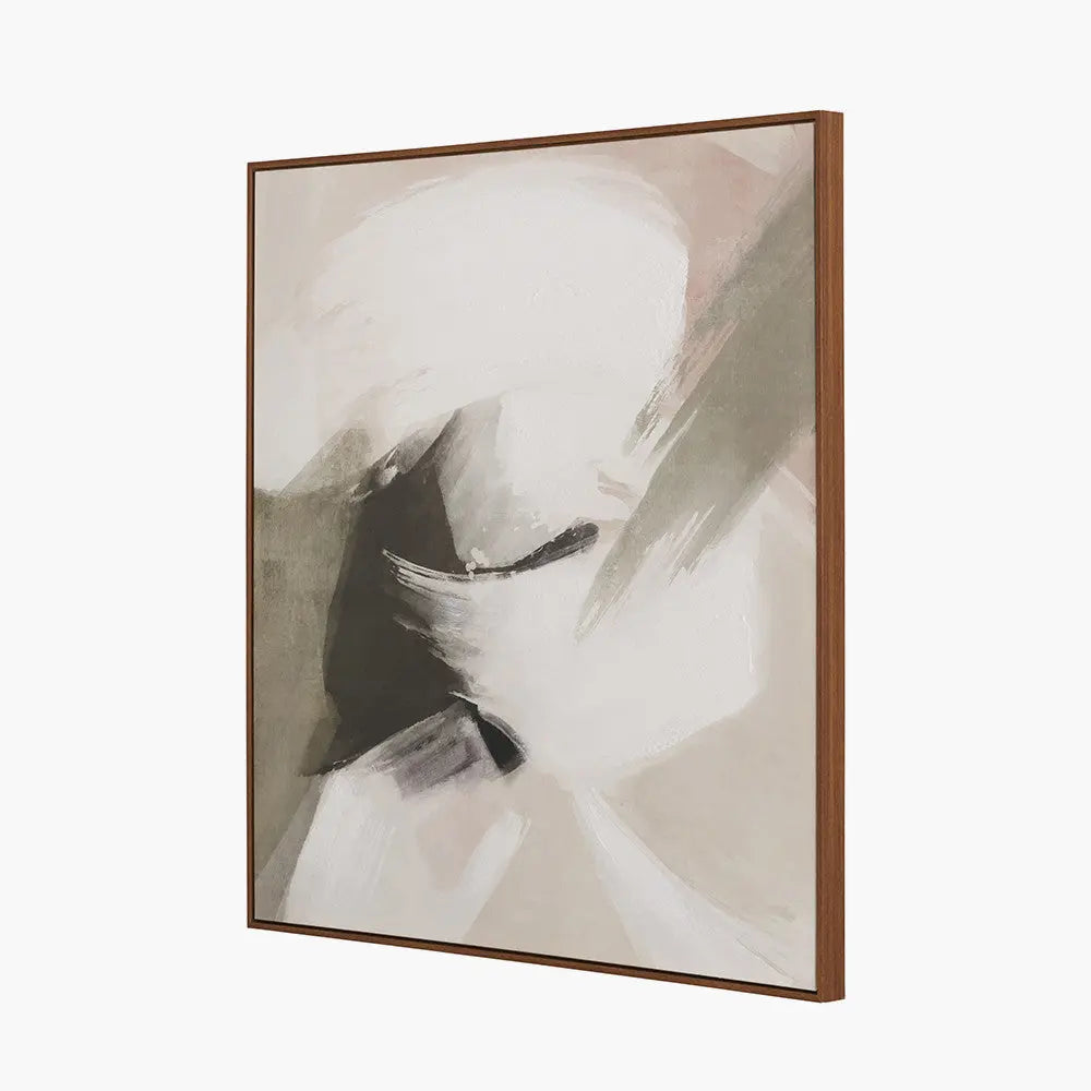 Monochrome Abstract Square Canvas with Oak Effect Frame  Nicholas John Interiors