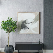 Monochrome Abstract Square Canvas with Oak Effect Frame  Nicholas John Interiors