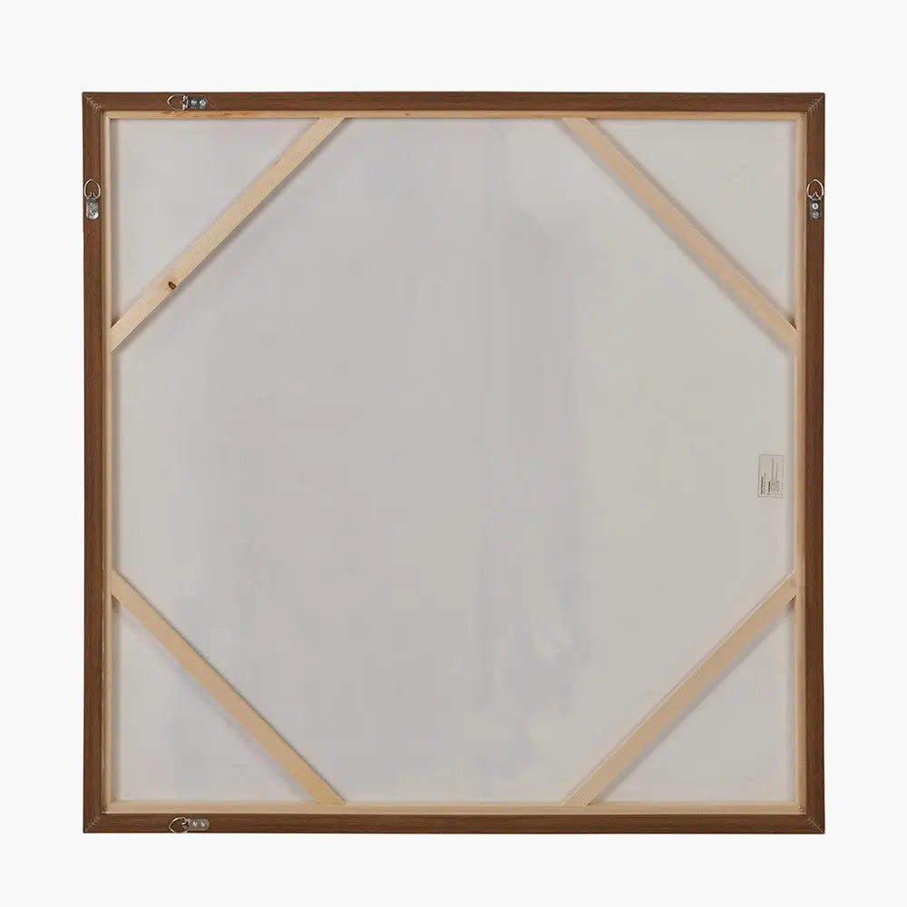 White and Terracotta Abstract Square Canvas with Oak Effect Frame  Nicholas John Interiors
