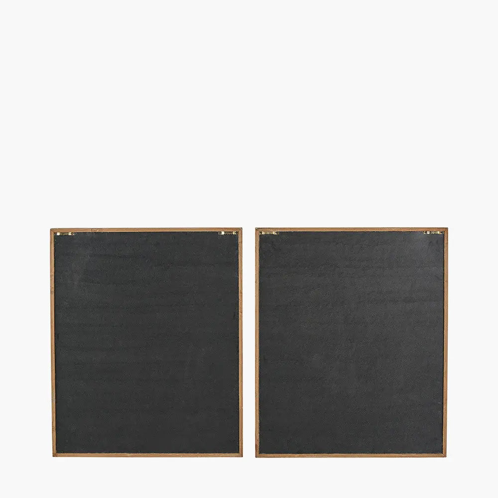 S/2 Black and Natural Wooden Textured Design Wall Art  Nicholas John Interiors