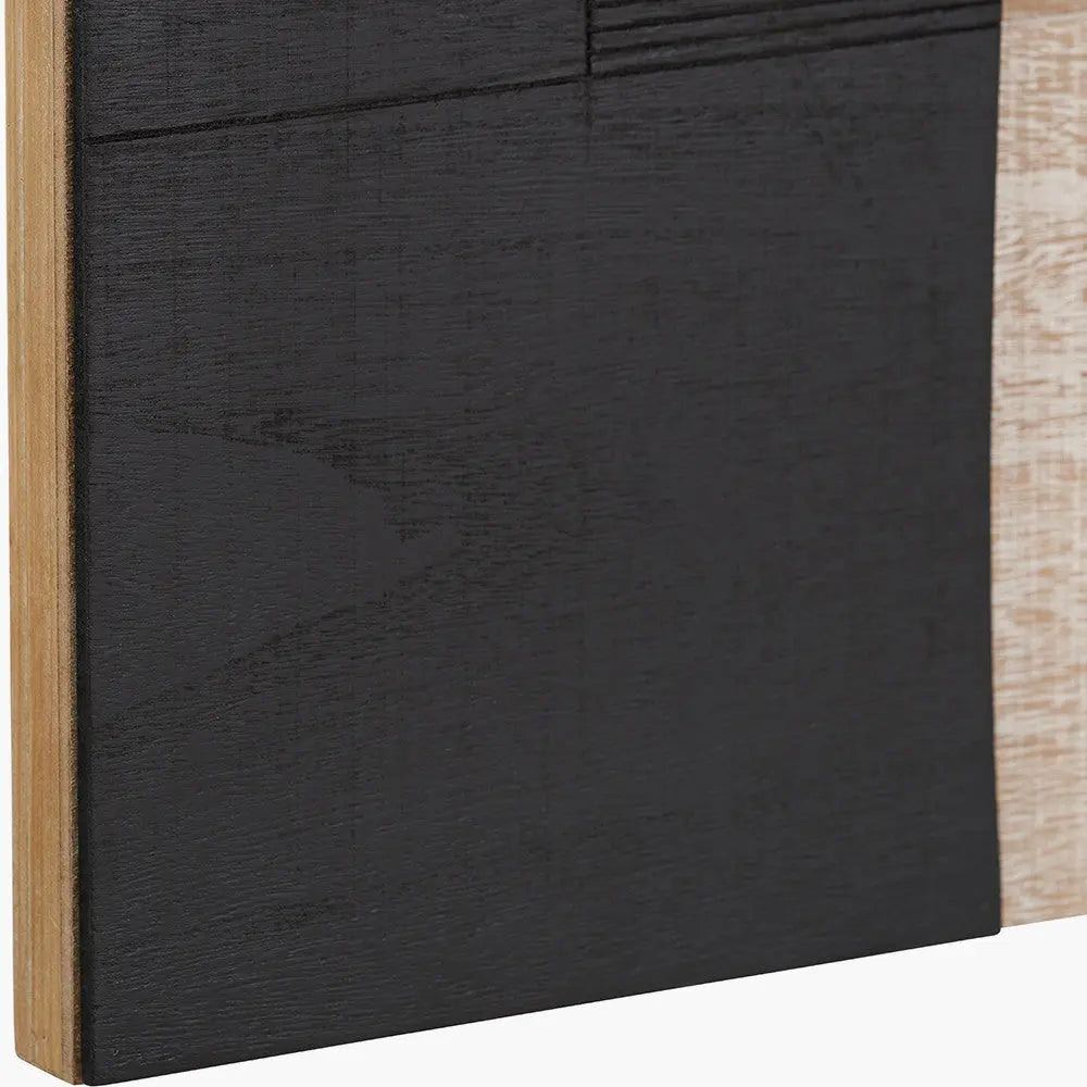 S/2 Black and Natural Wooden Textured Design Wall Art  Nicholas John Interiors