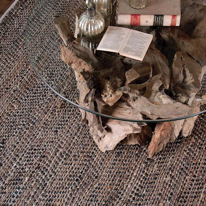 Uttermost Tobais Rug in Rescued Leather and Hemp - 274 x 365 cm