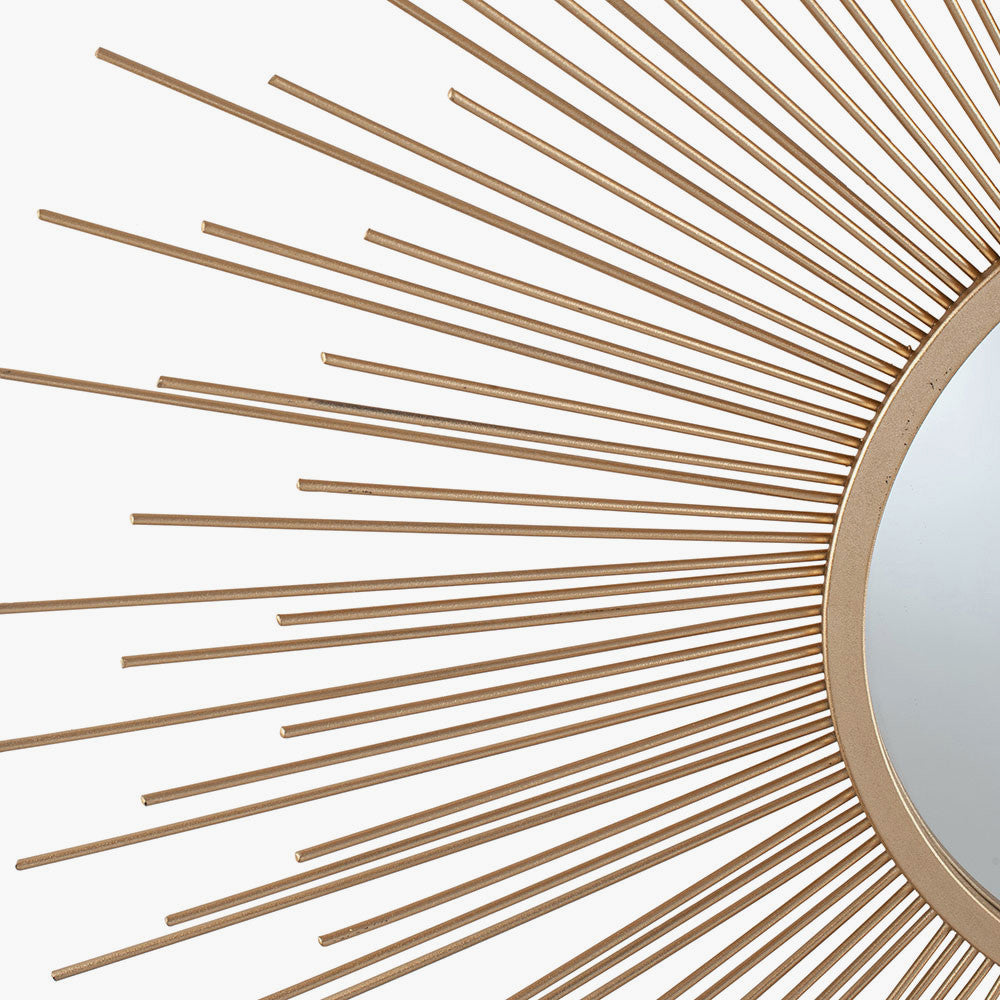 Gold Metal Starburst Design Round Wall Mirror