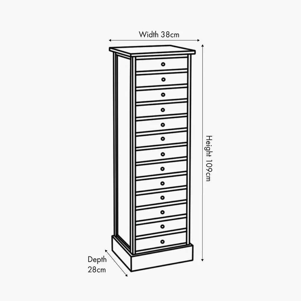 Loft Blue Multicoloured Pine Wood 13 Drawer Unit  Nicholas John Interiors