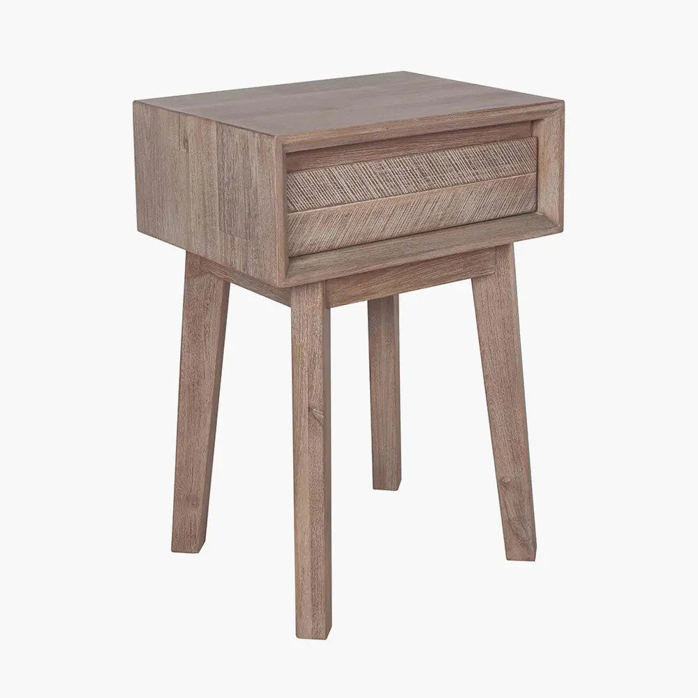 Kalmar Sand Wash Acacia Wood 1 Drawer Unit  Nicholas John Interiors