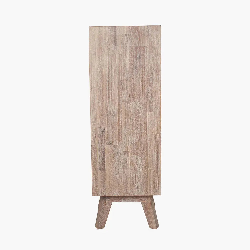 Kalmar Sand Wash Acacia Wood 4 Drawer Tall Unit  Nicholas John Interiors