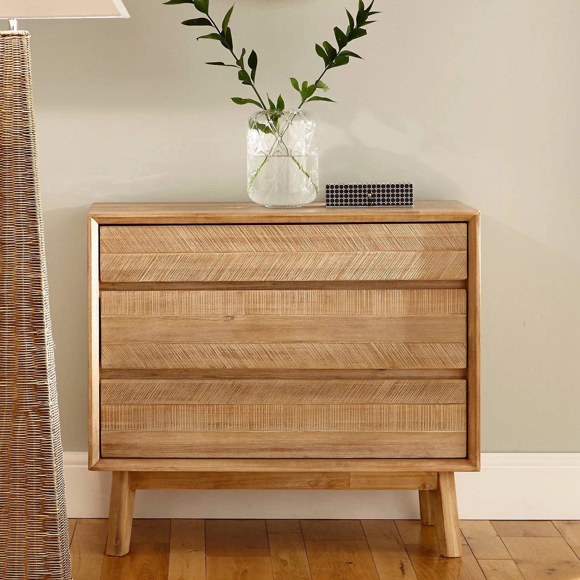 Kalmar Sand Wash Acacia Wood 3 Drawer Unit  Nicholas John Interiors