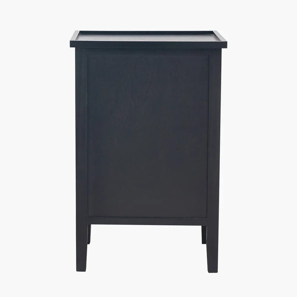 Chelmsford Satin Black Pine Wood 3 Drawer Unit  Nicholas John Interiors